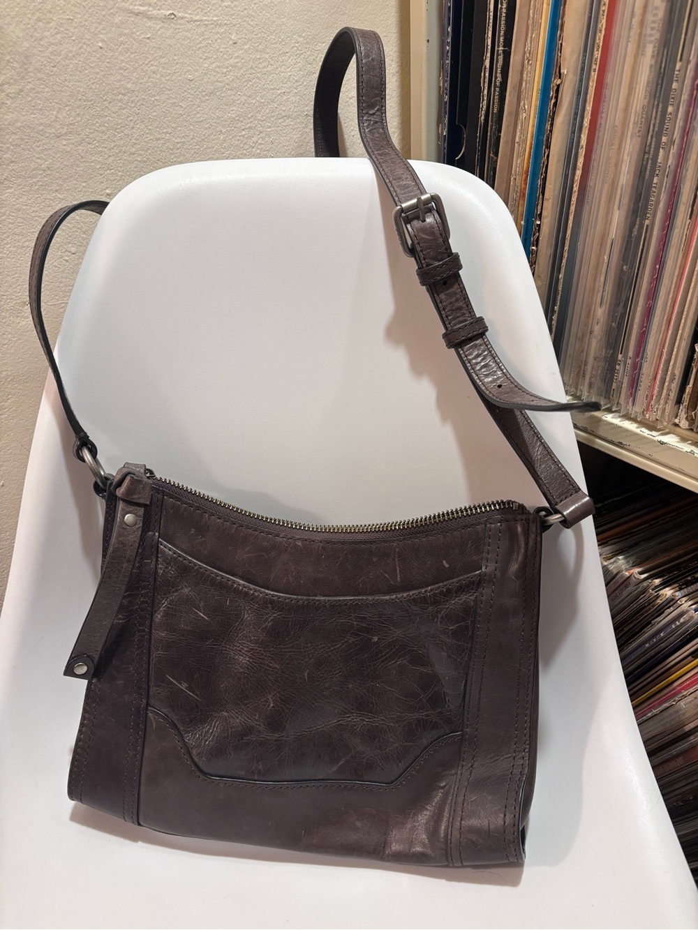FRYE Brown Leather Crossbody Bag - Adjustable Strap